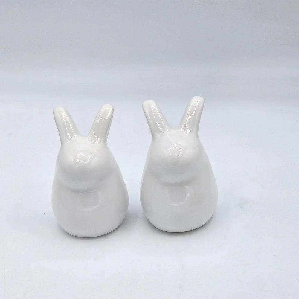 Rabbit‎ Salt & Pepper Ceramic Shakers White